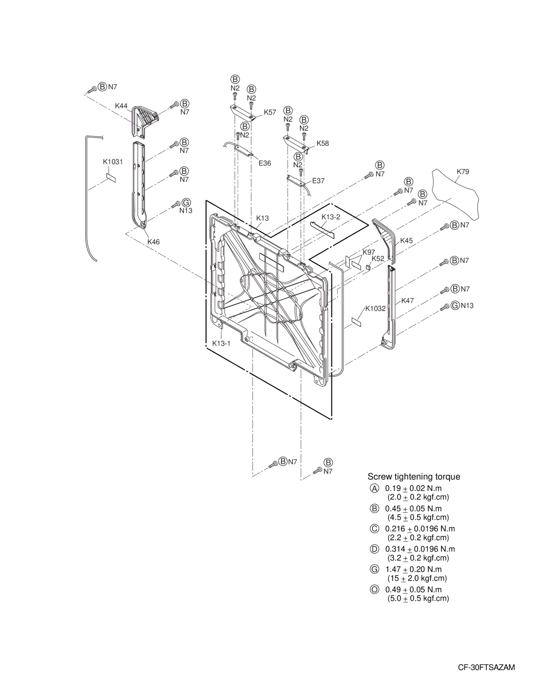 Philips CF-30FTSAZAM service manual 45 + 0.05 N.m, 216 + 0.0196 N.m 