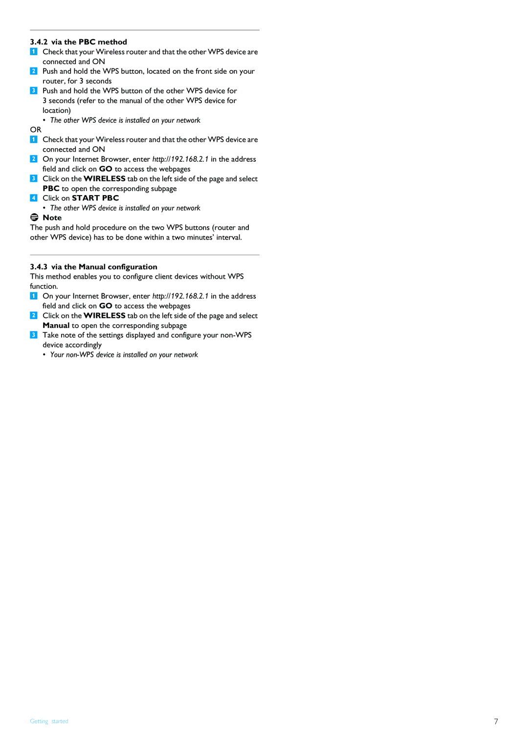 Philips CGA7740N manual Via the PBC method, Via the Manual configuration 