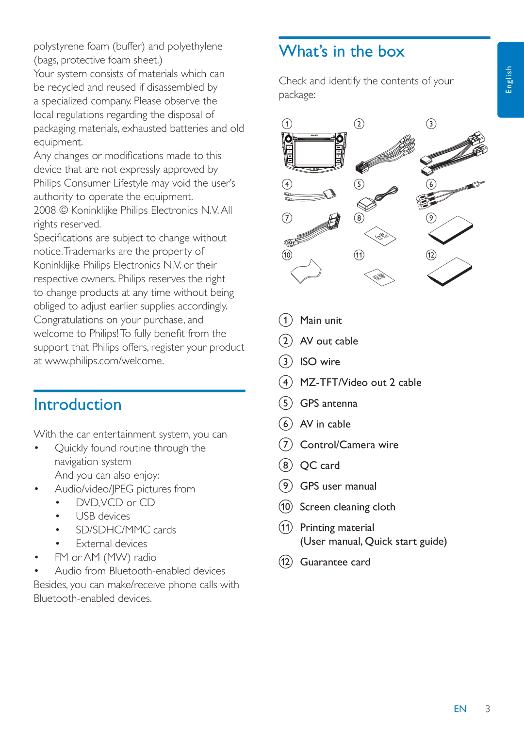 Philips CID3685 user manual Introduction, What’s in the box 