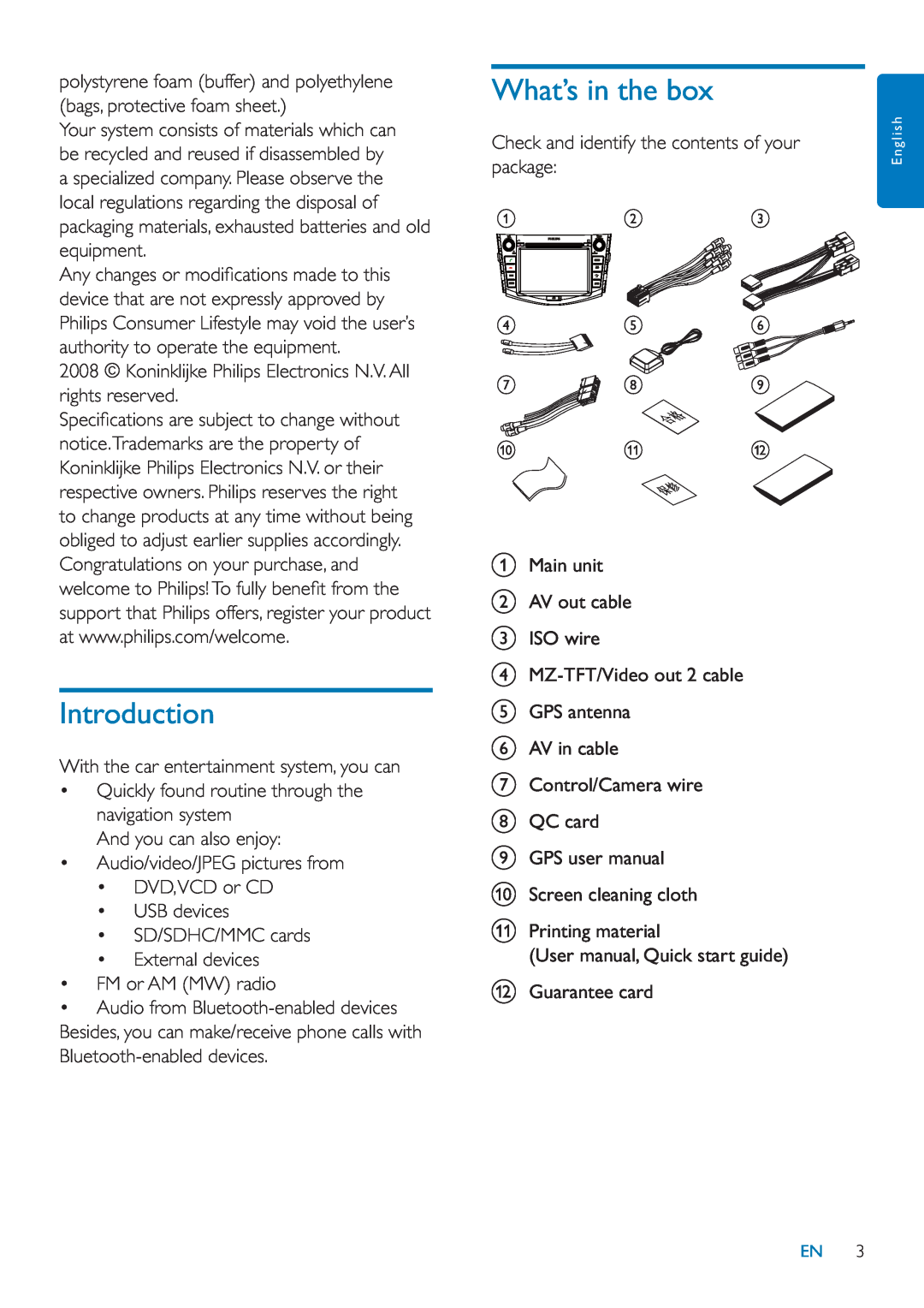 Philips CID3685 user manual Introduction, What’s in the box 
