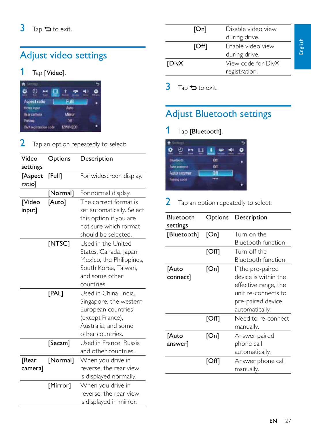 Philips CID3687/00 user manual Adjust video settings 