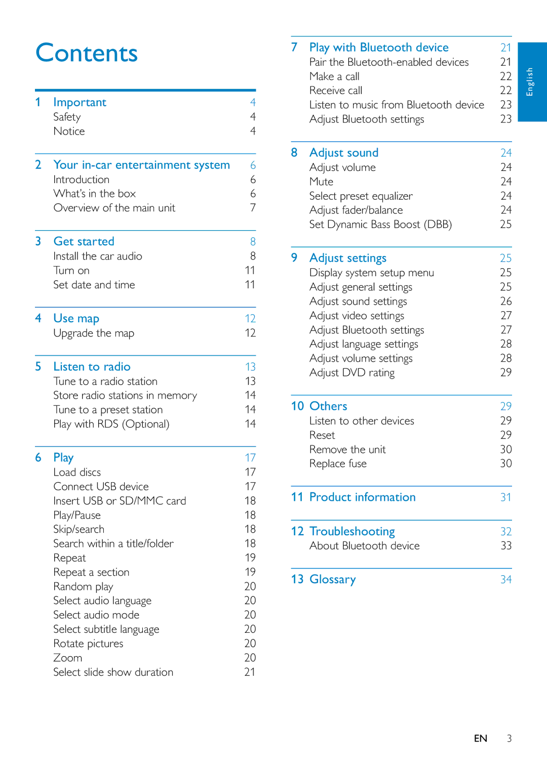 Philips CID3687/00 user manual Contents 