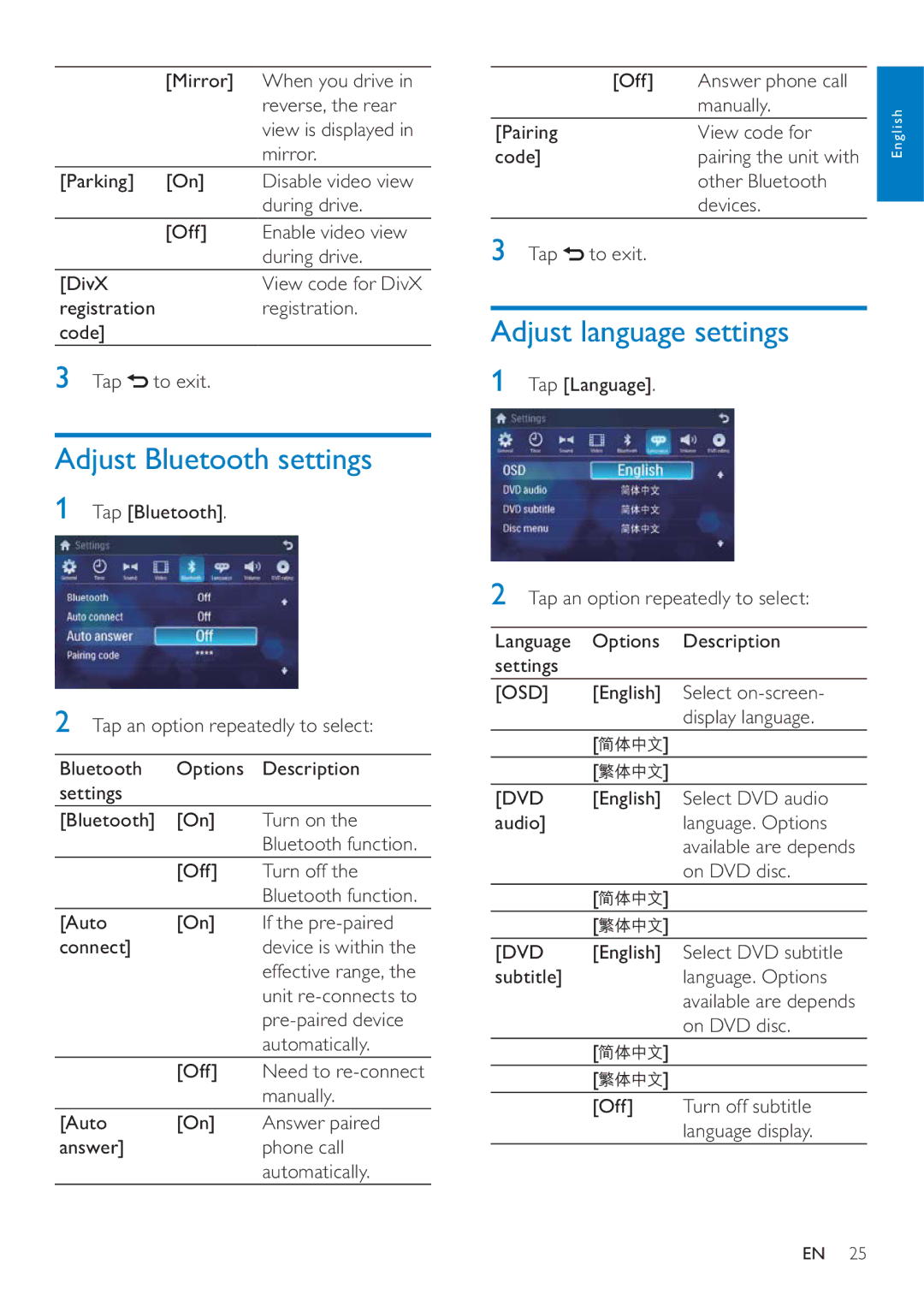 Philips CID3692 user manual Adjust language settings 