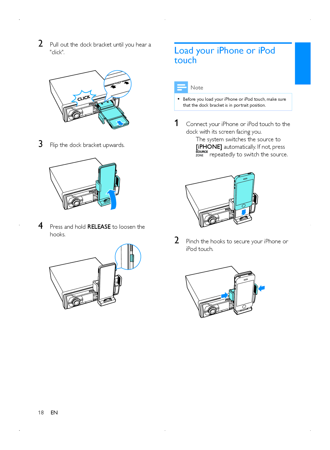 Philips CMD310 user manual Load your iPhone or iPod touch 