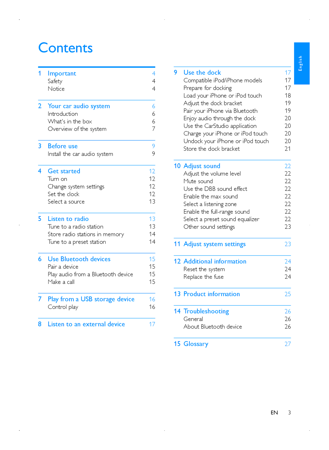 Philips CMD310 user manual Contents 