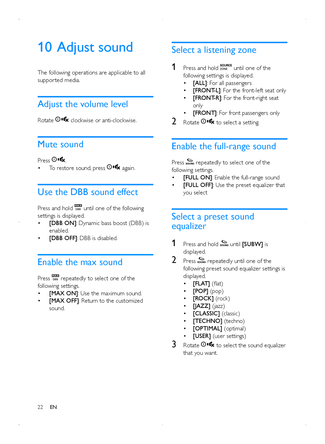 Philips CMD310 user manual Adjust sound 