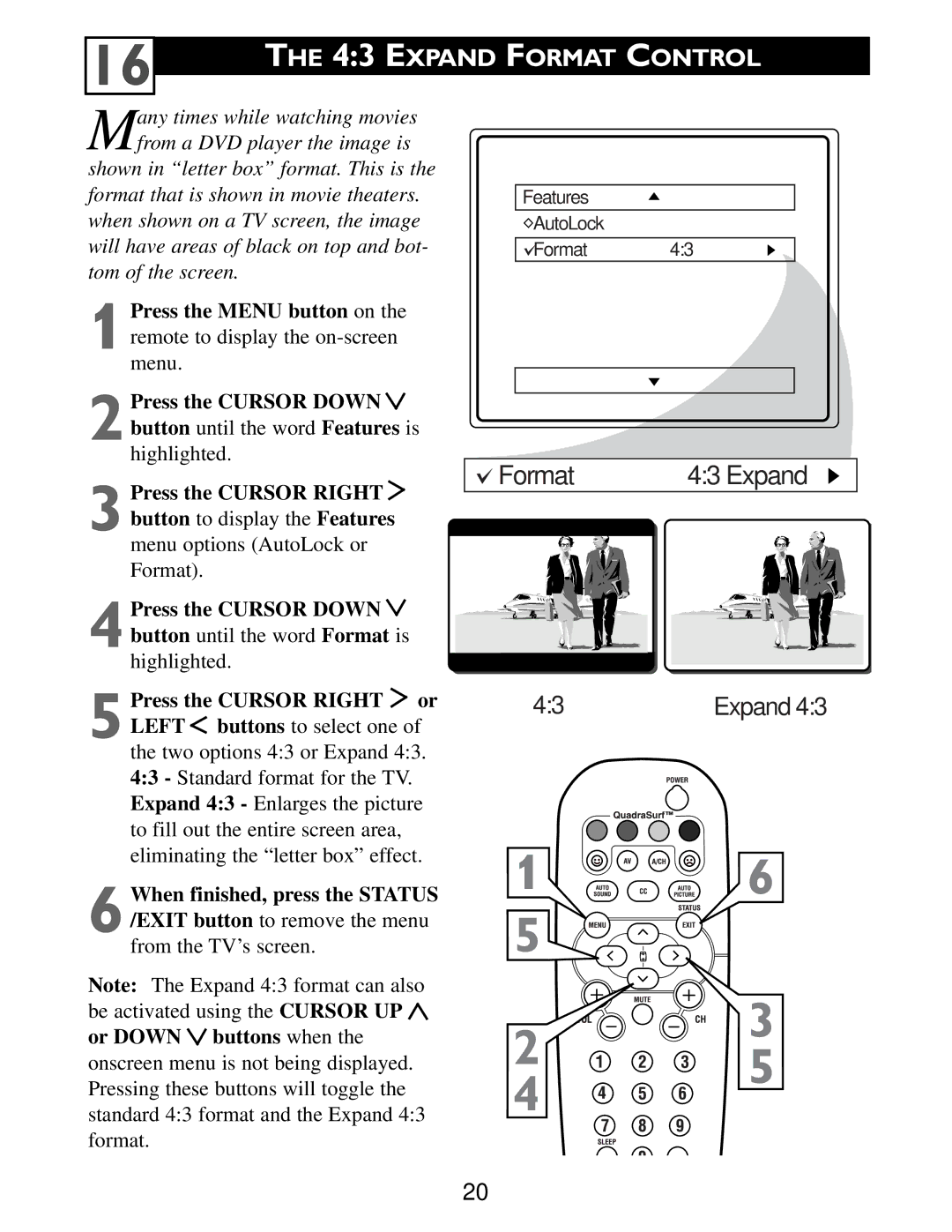 Philips Color TV warranty Format Expand, Expand Format Control 