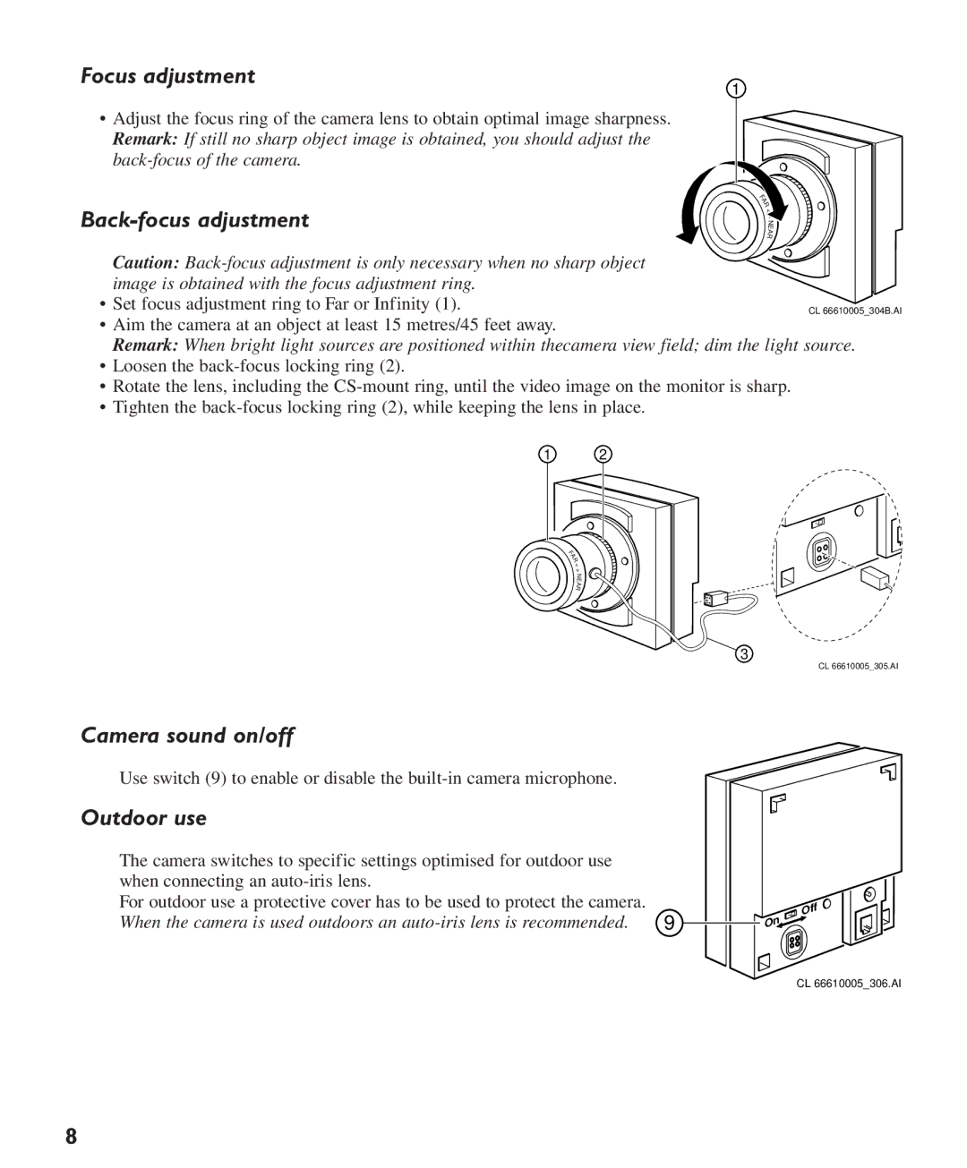 Philips Colour Observation Camera manual Aim the camera at an object at least 15 metres/45 feet away 