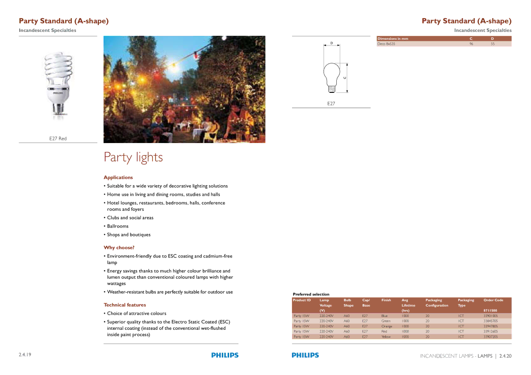 Philips Compact Fluorescent Integrated Lamps manual Party lights, 3FE 