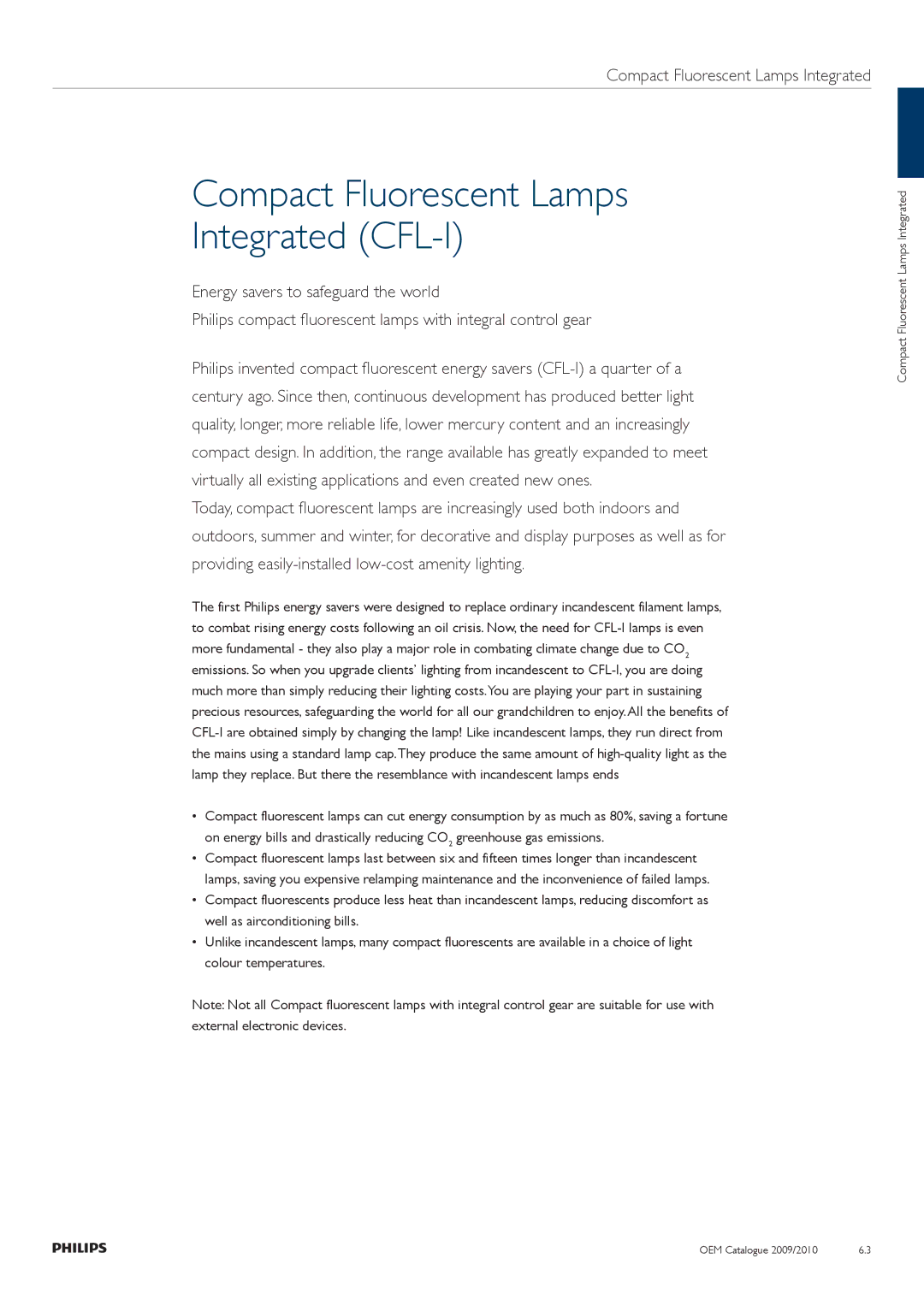 Philips manual Compact Fluorescent Lamps Integrated CFL-I 