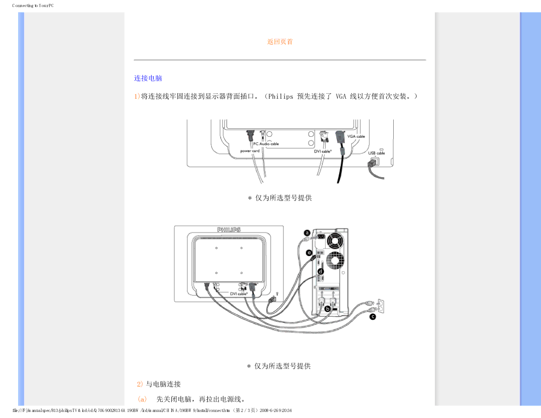 Philips Computer Monitor manual 连接电脑 