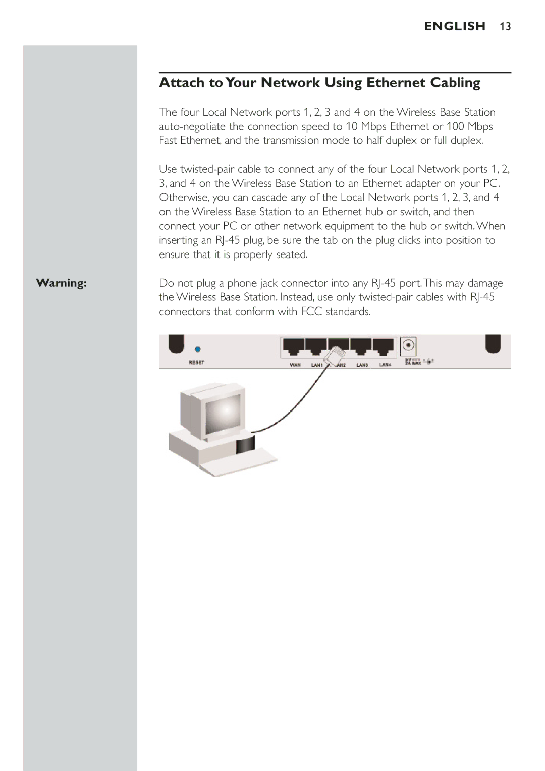 Philips CPWBS001 manual Attach to Your Network Using Ethernet Cabling 