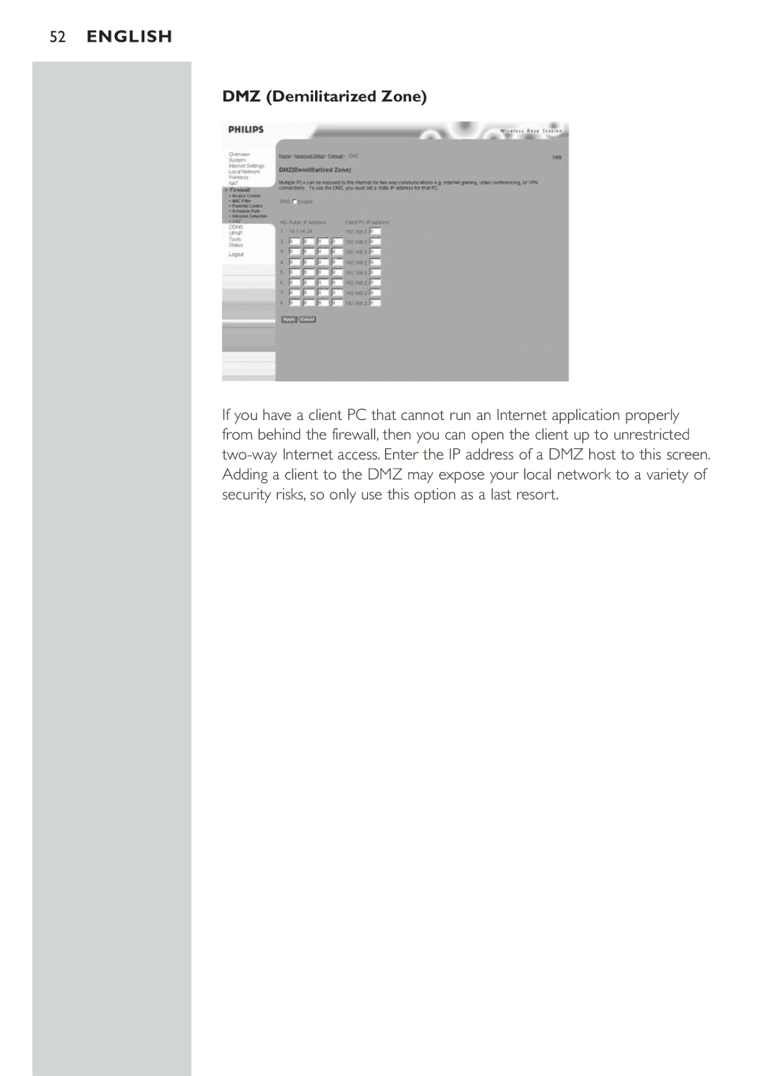 Philips CPWBS001 manual DMZ Demilitarized Zone 