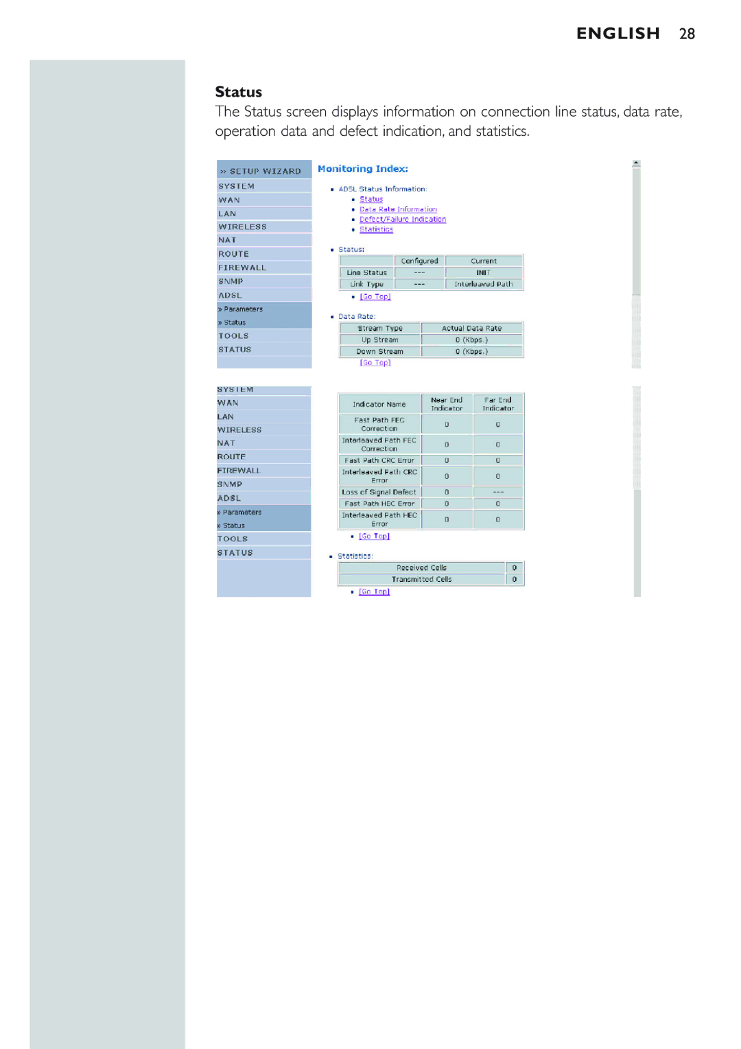 Philips CPWBS154 manual Status 