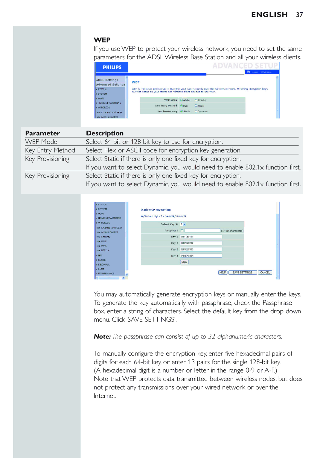 Philips CPWBS154 manual Wep 