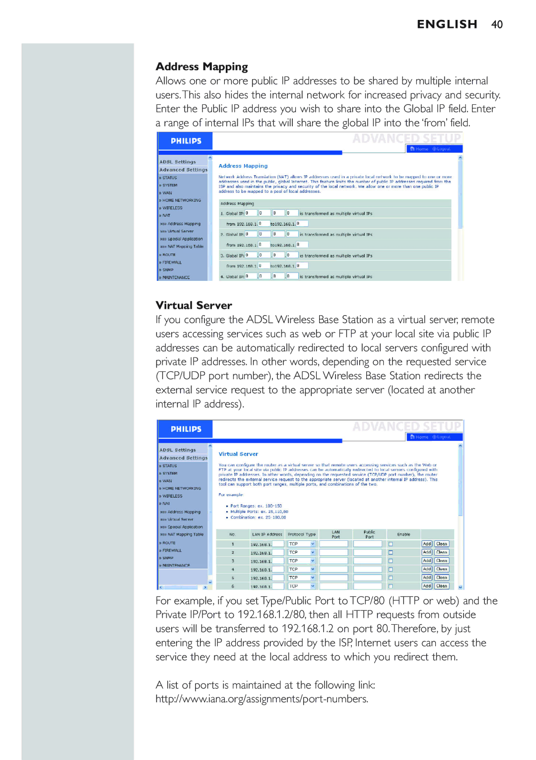 Philips CPWBS154 manual Address Mapping, List of ports is maintained at the following link 