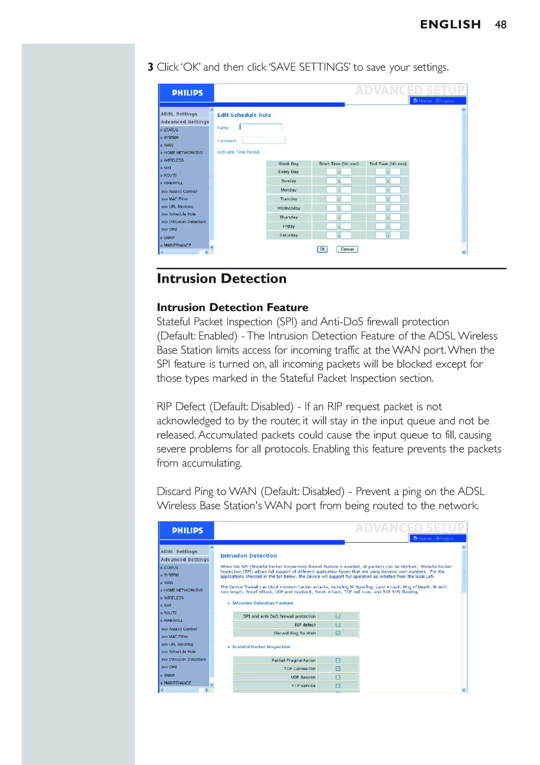 Philips CPWBS154 manual Intrusion Detection Feature 