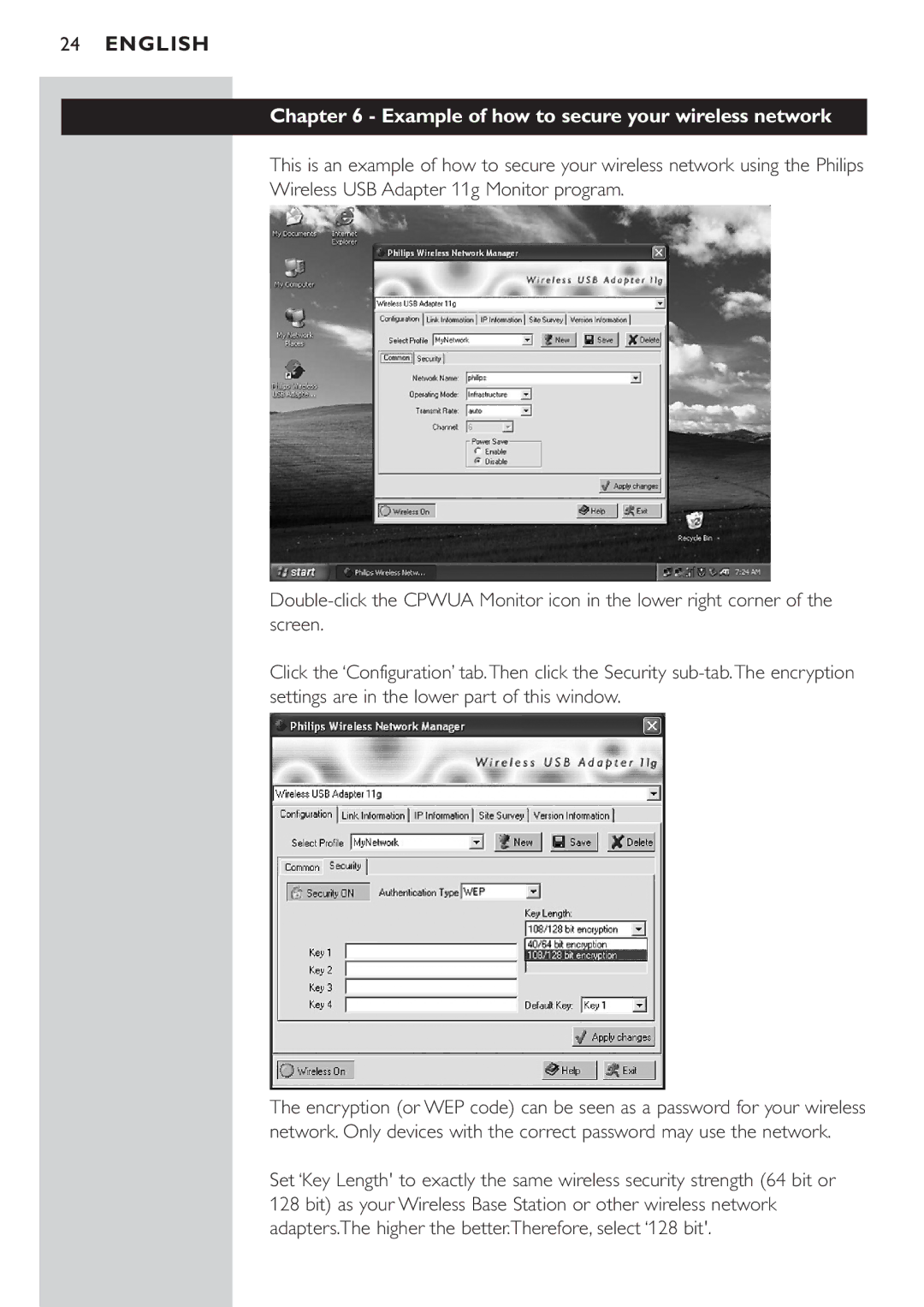 Philips CPWUA054 manual Example of how to secure your wireless network 