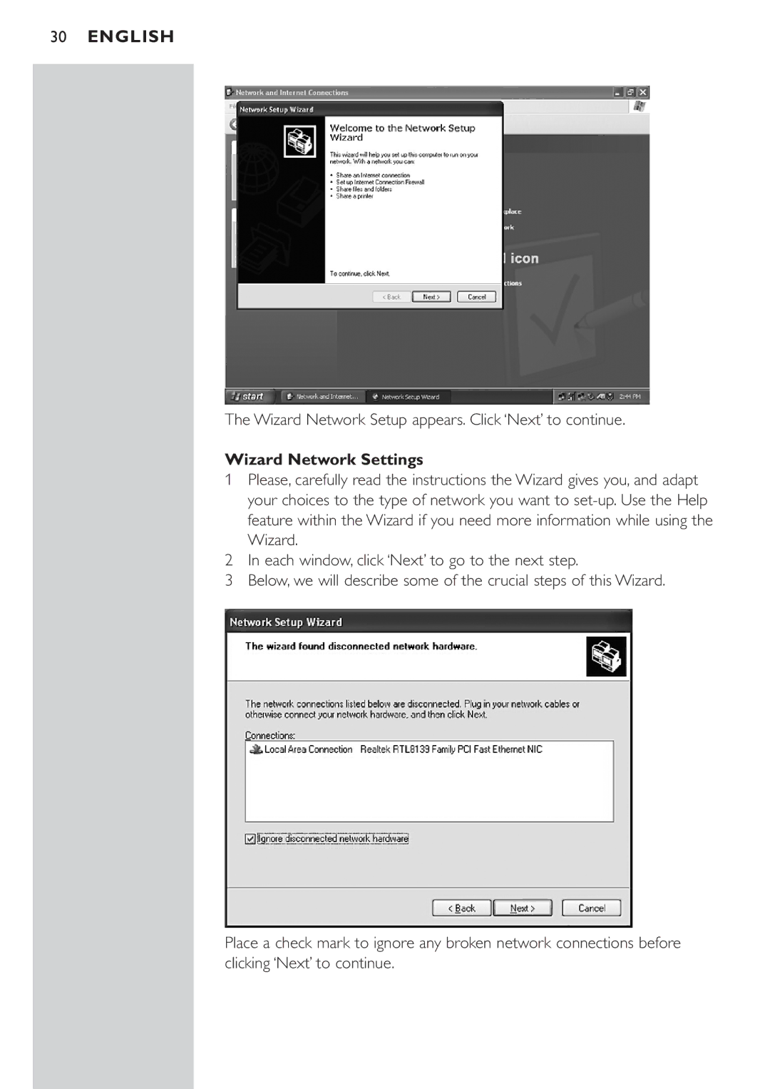 Philips CPWUA054 manual Wizard Network Settings 