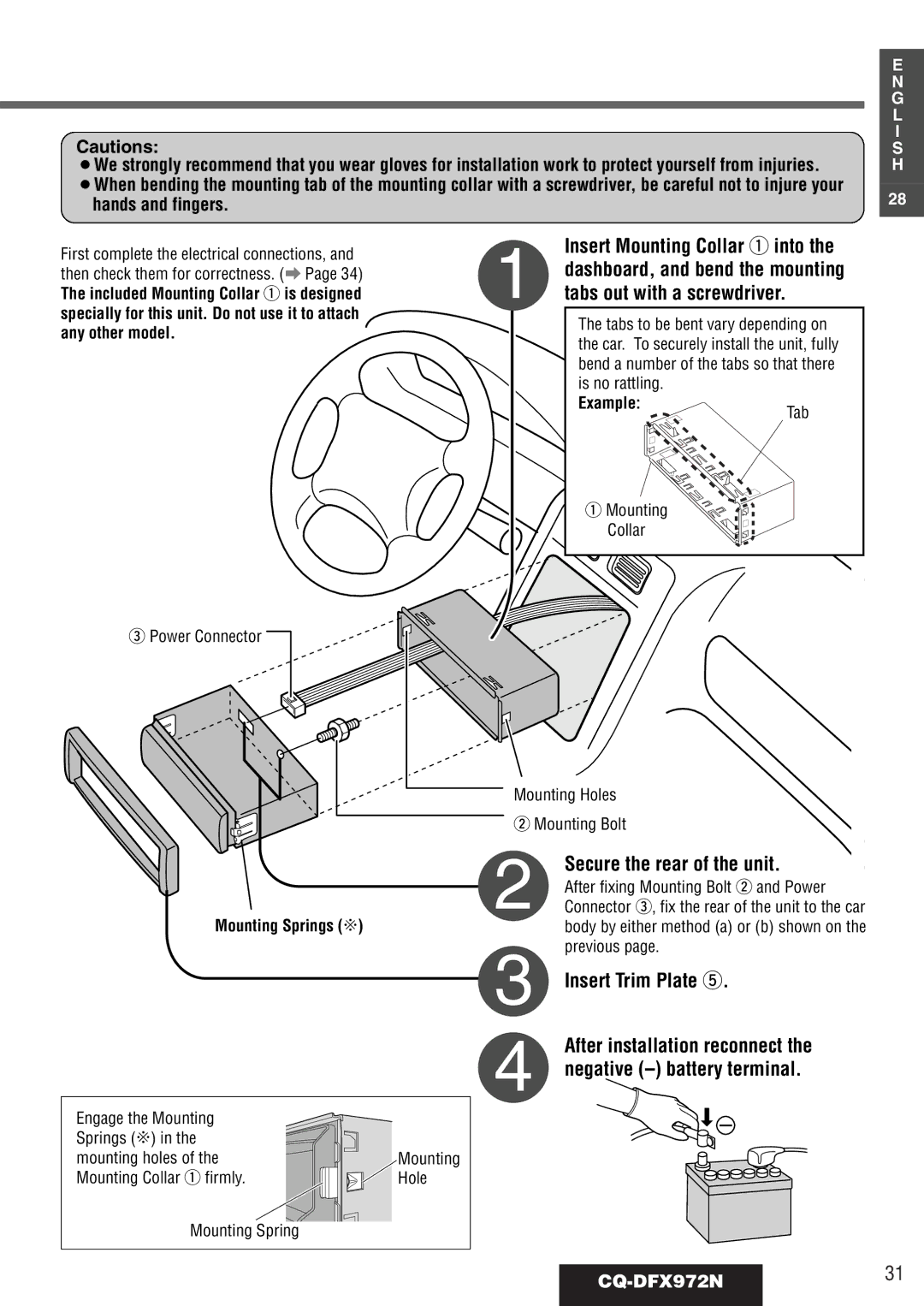 Philips operating instructions CQ-DFX972N31, Any other model, Example, Mounting Springs C 