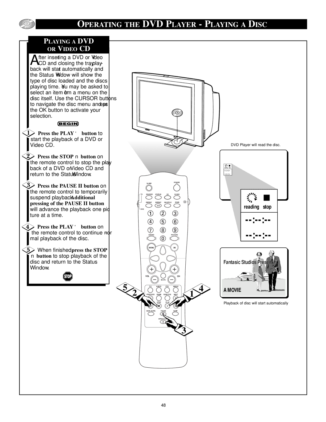 Philips CRT Television manual Movie, Playing a DVD Or Video CD 