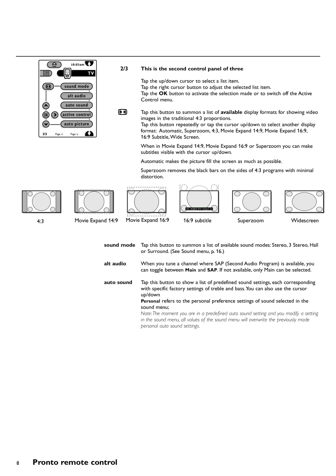 Philips CRT TV warranty This is the second control panel of three, Movie Expand 149 Movie Expand Subtitle Superzoom 