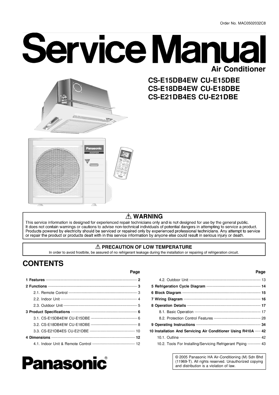 Philips CS-E15DB4EW specifications Contents 