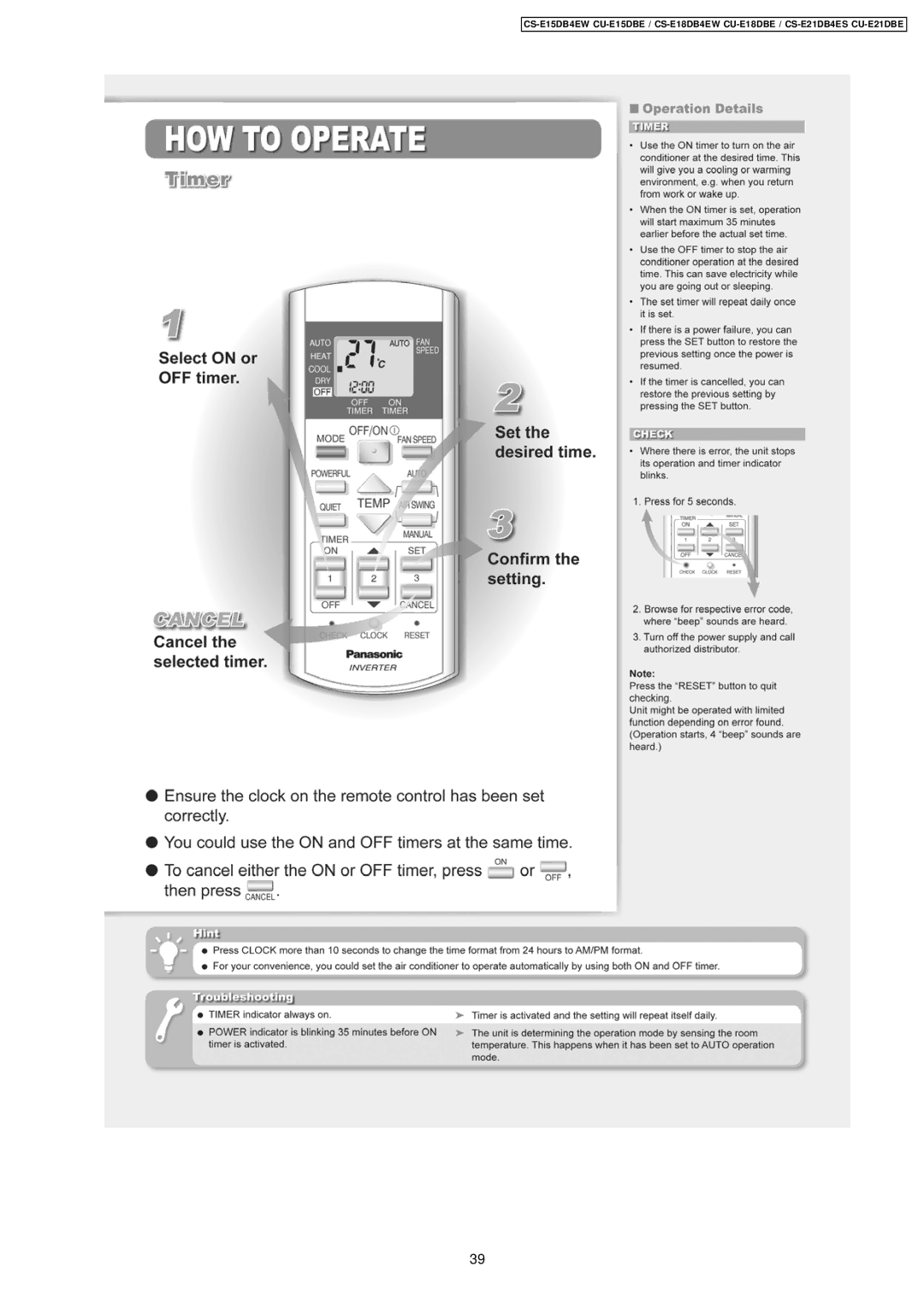 Philips CS-E15DB4EW specifications 