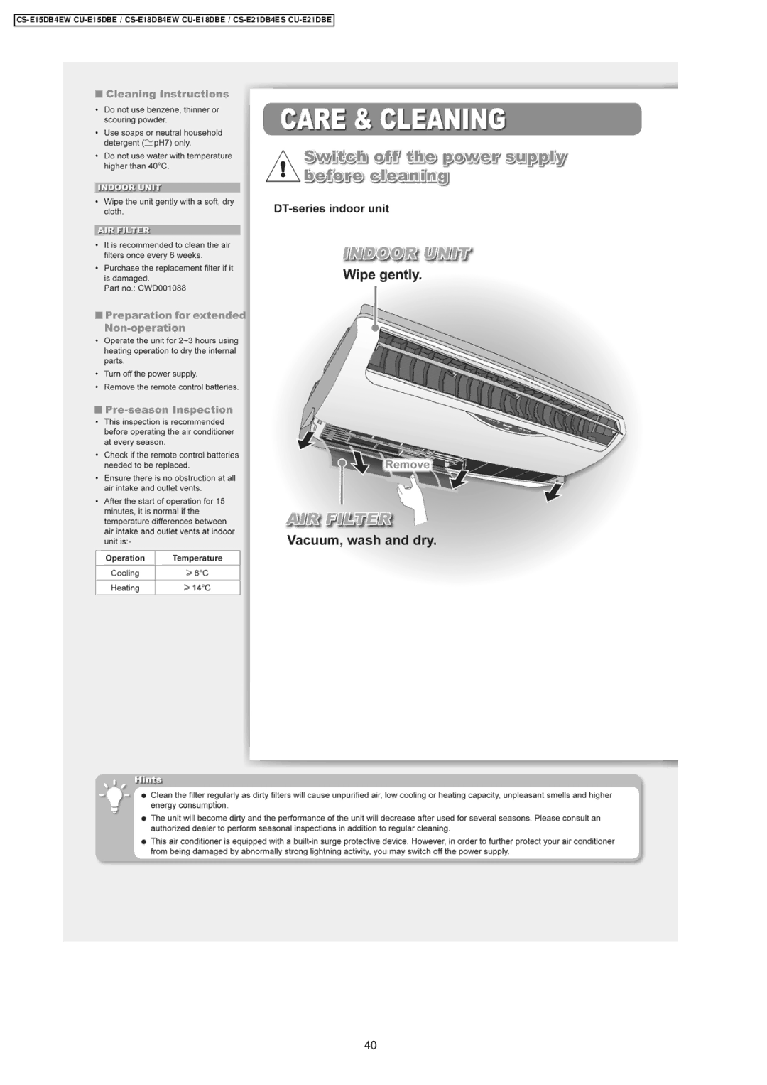 Philips CS-E15DB4EW specifications 