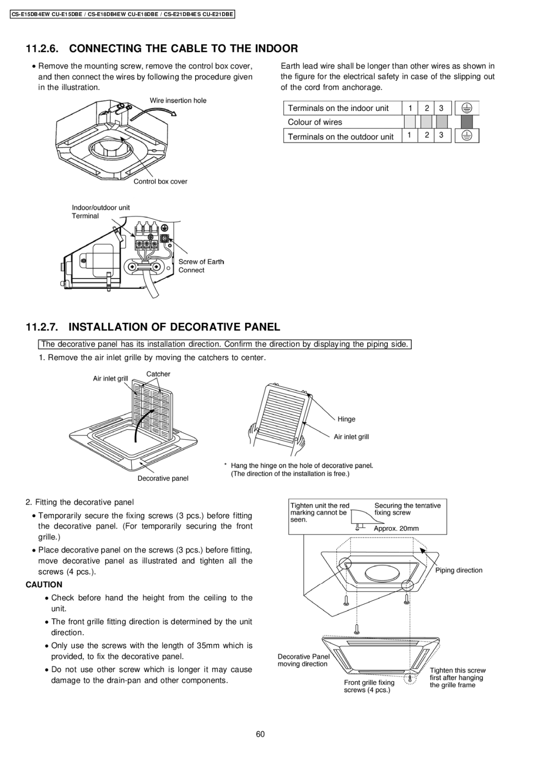 Philips CS-E15DB4EW specifications Connecting the Cable to the Indoor 