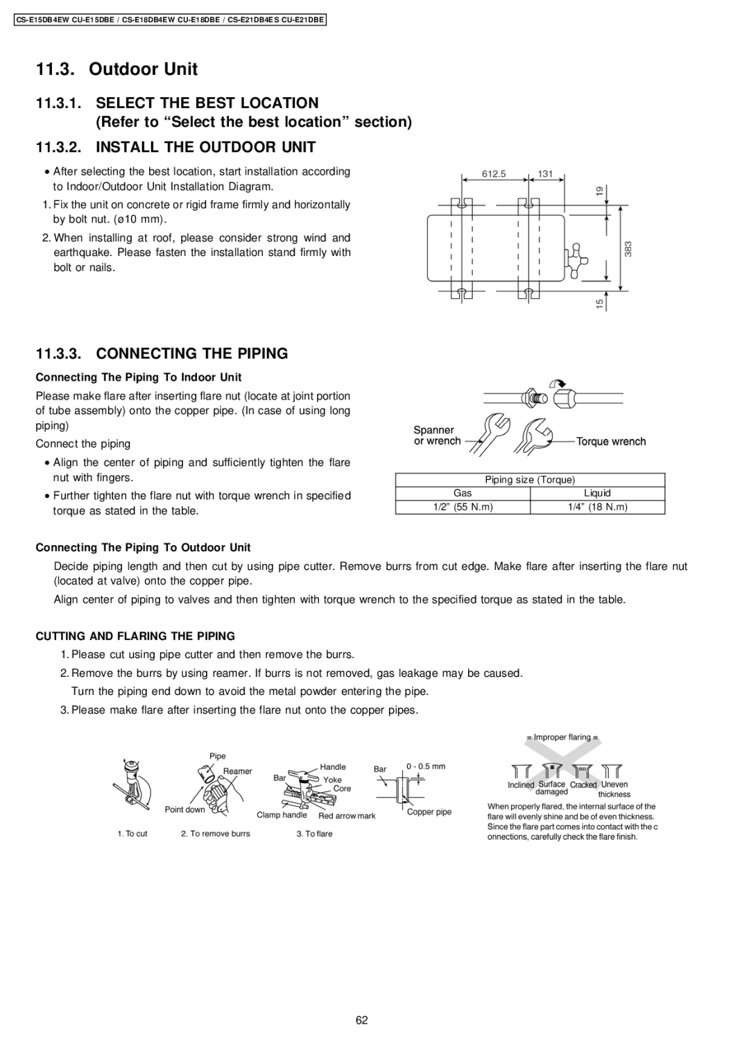 Philips CS-E15DB4EW specifications Refer to Select the best location section, Connecting The Piping To Indoor Unit 