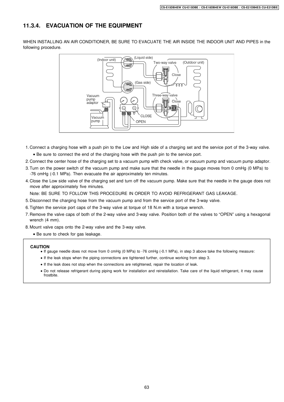 Philips CS-E15DB4EW specifications Evacuation of the Equipment 