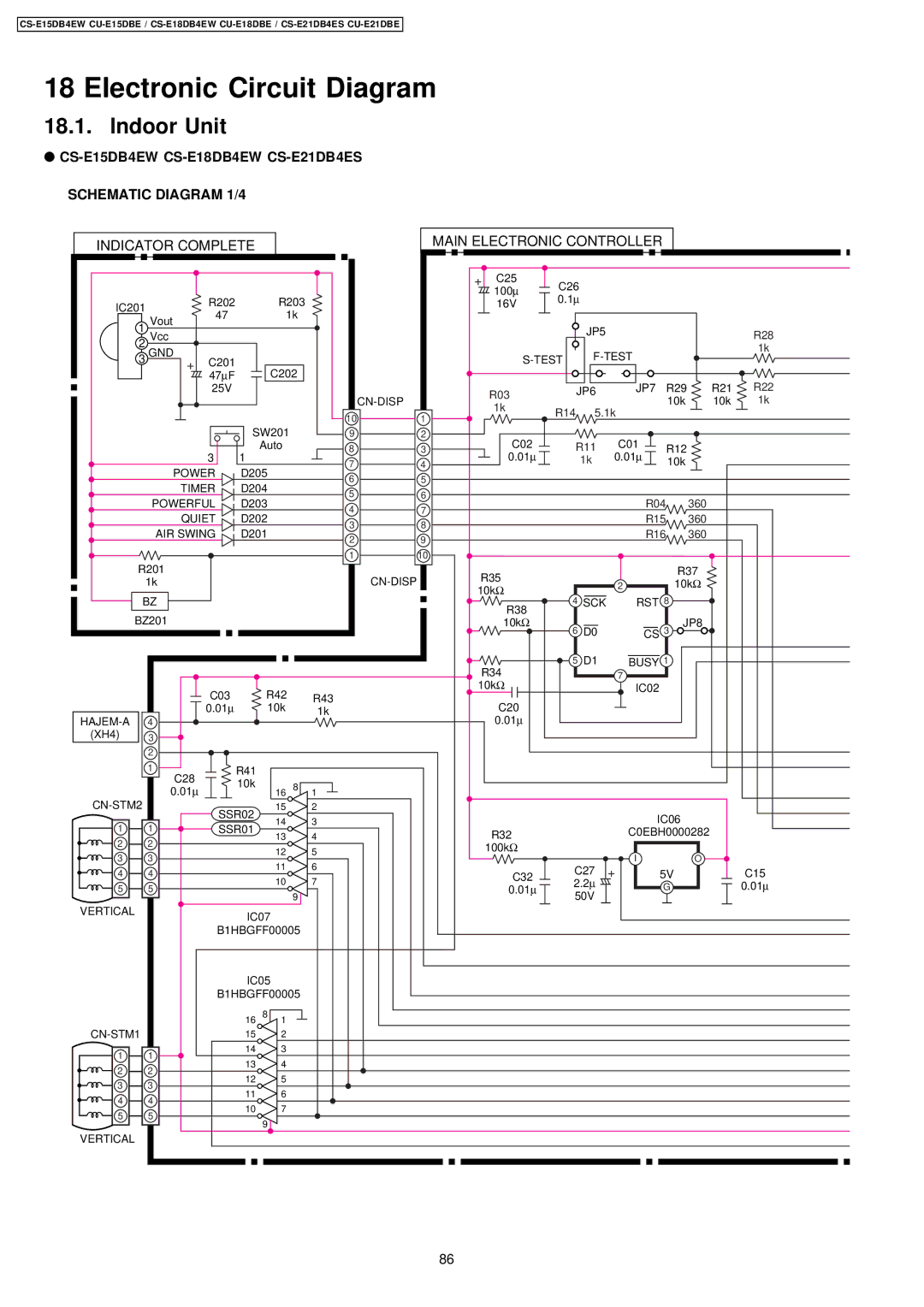 Philips specifications Electronic Circuit Diagram, CS-E15DB4EW CS-E18DB4EW CS-E21DB4ES Schematic Diagram 1/4 