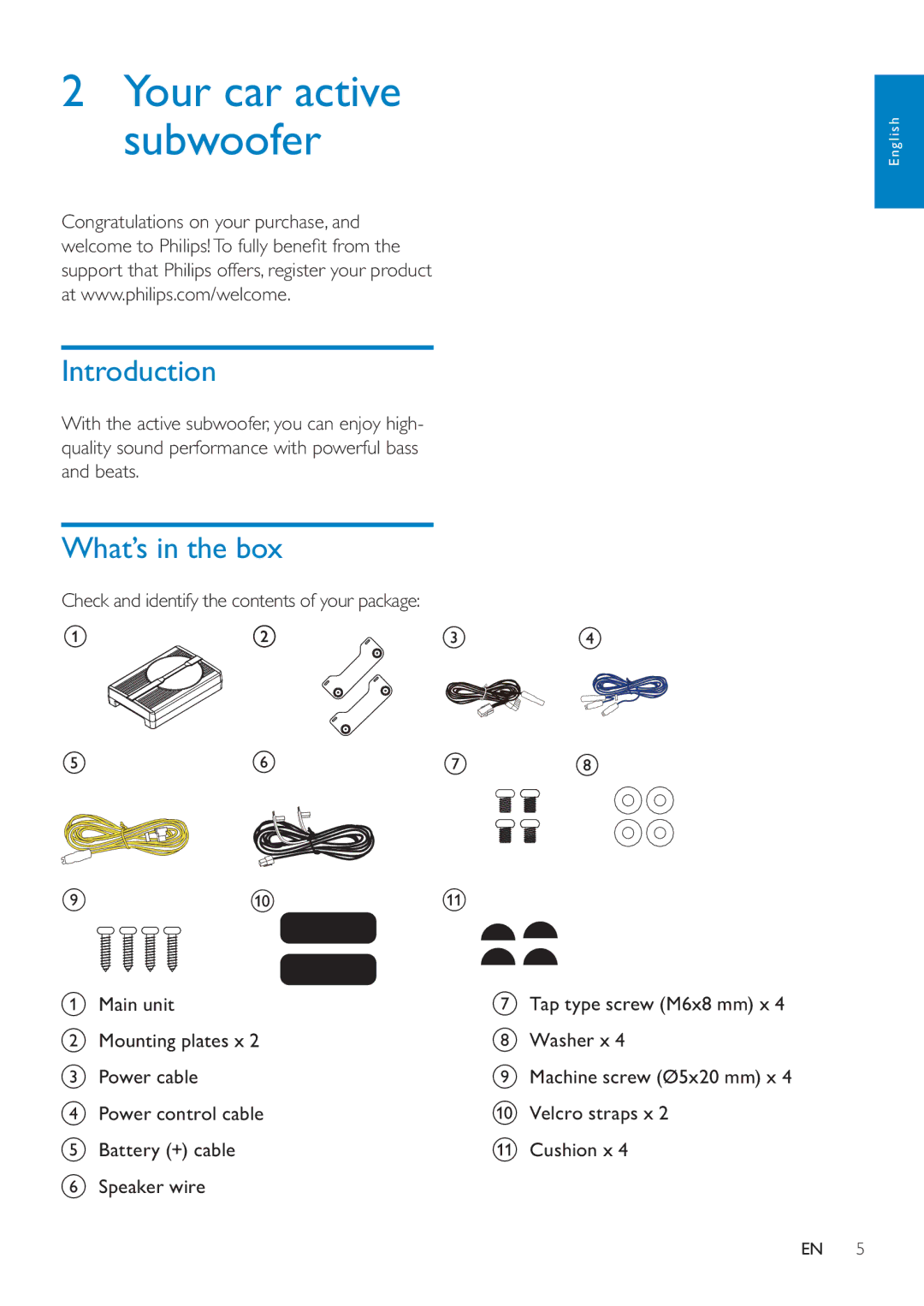 Philips CSM1000/00 user manual Introduction, What’s in the box, Check and identify the contents of your package 