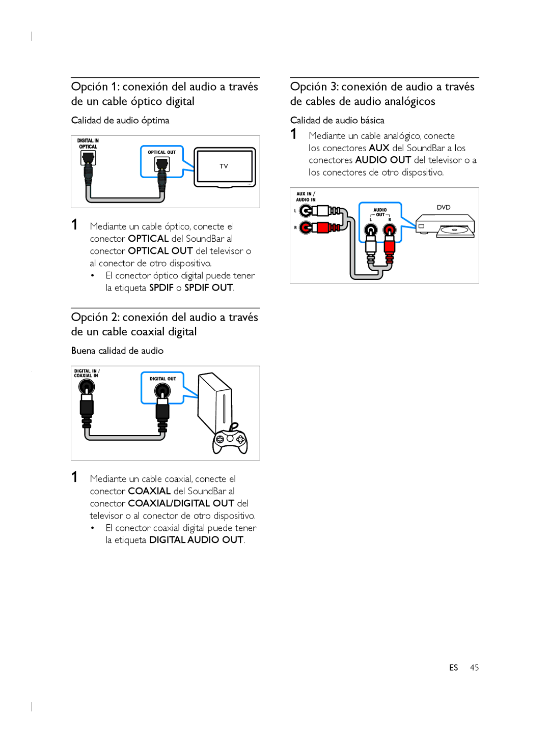 Philips CSS2133B user manual Buena calidad de audio, Calidad de audio básica 