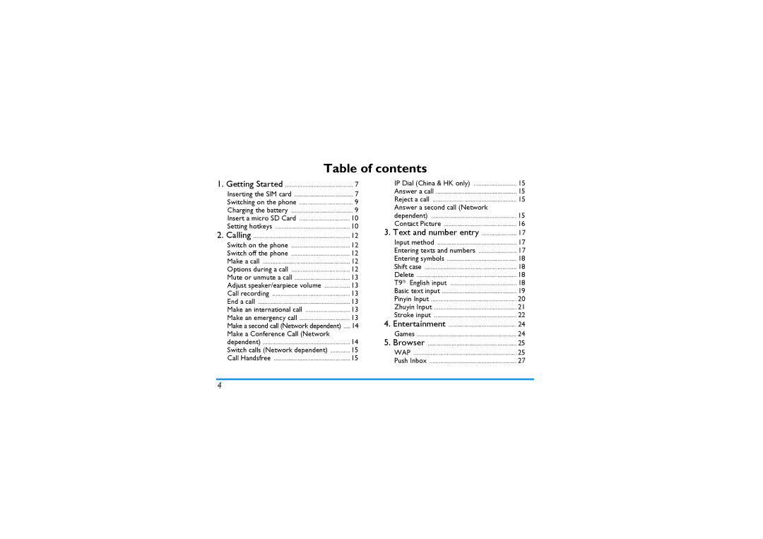 Philips CT9A9KBRN manual Table of contents 