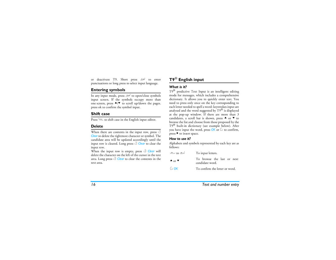 Philips CT9A9R manual Entering symbols, Shift case, T9 English input, What is it? 