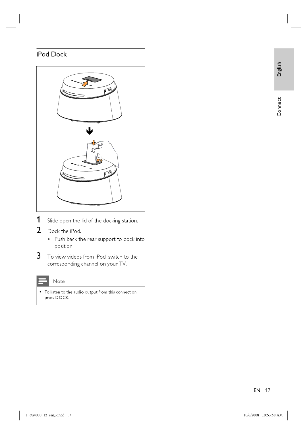 Philips CTS4000/05 manual IPod Dock 