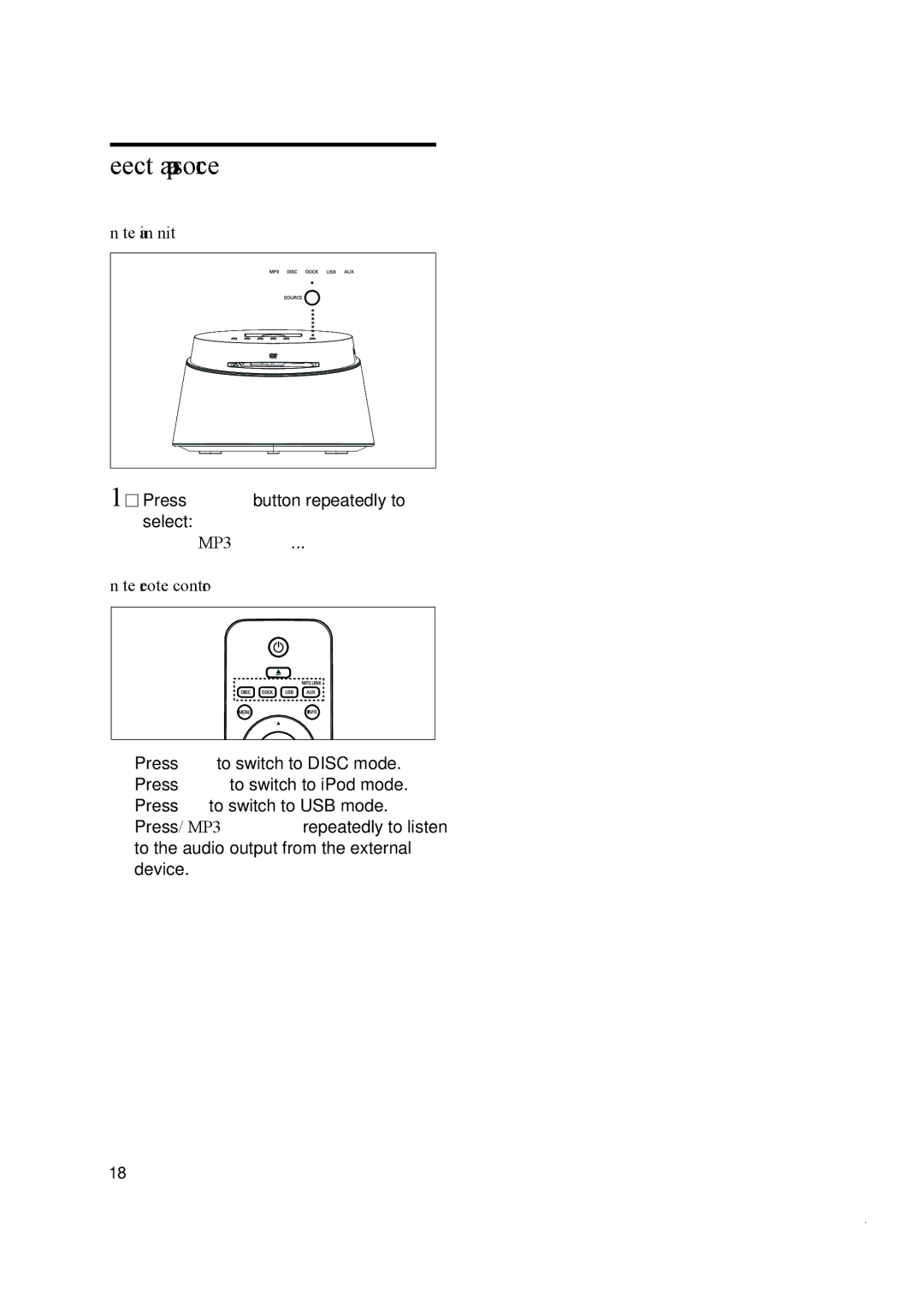 Philips CTS4000/55 manual Select a play source 