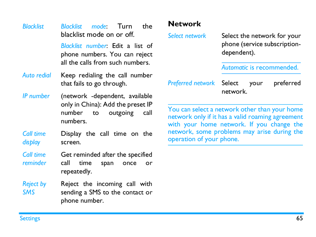 Philips CTX503WHT/00 manual Network 