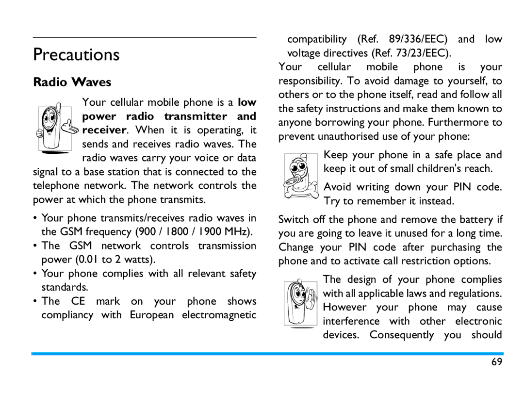 Philips CTX503WHT/00 manual Precautions, Radio Waves, Power radio transmitter 