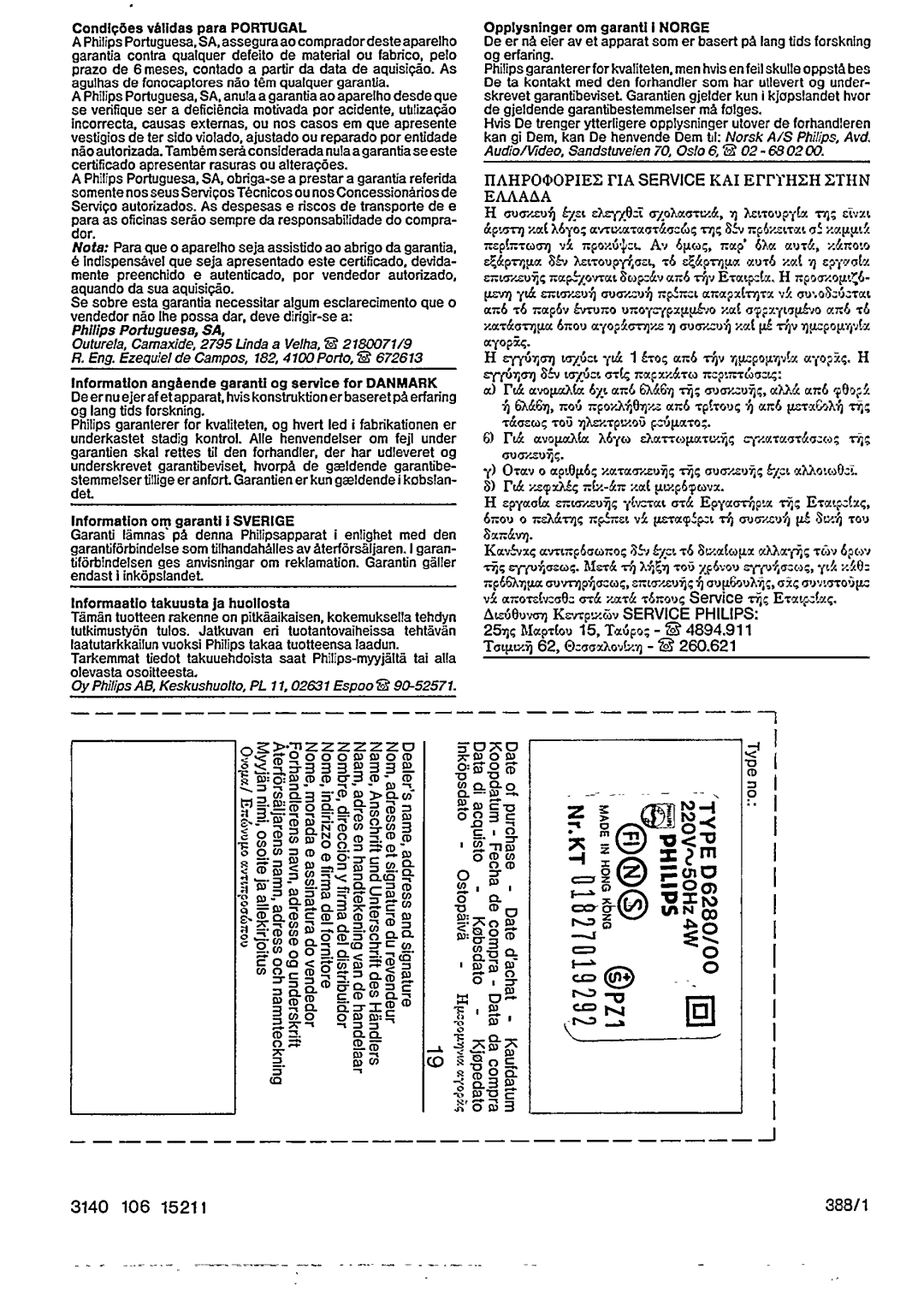 Philips D 6280 manual 
