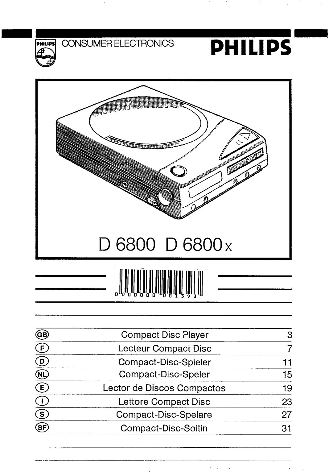 Philips D 6800x manual 