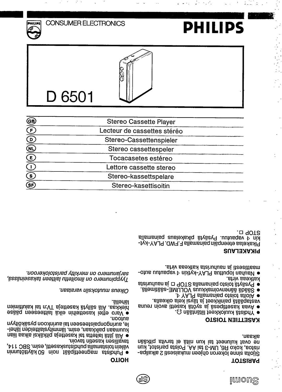 Philips D6501 manual 