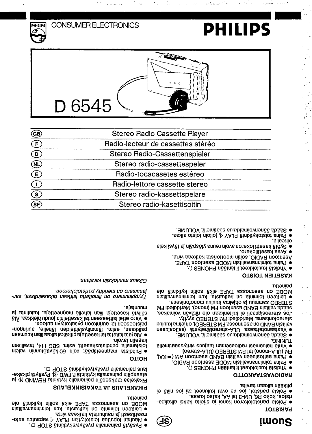 Philips D6545 manual 