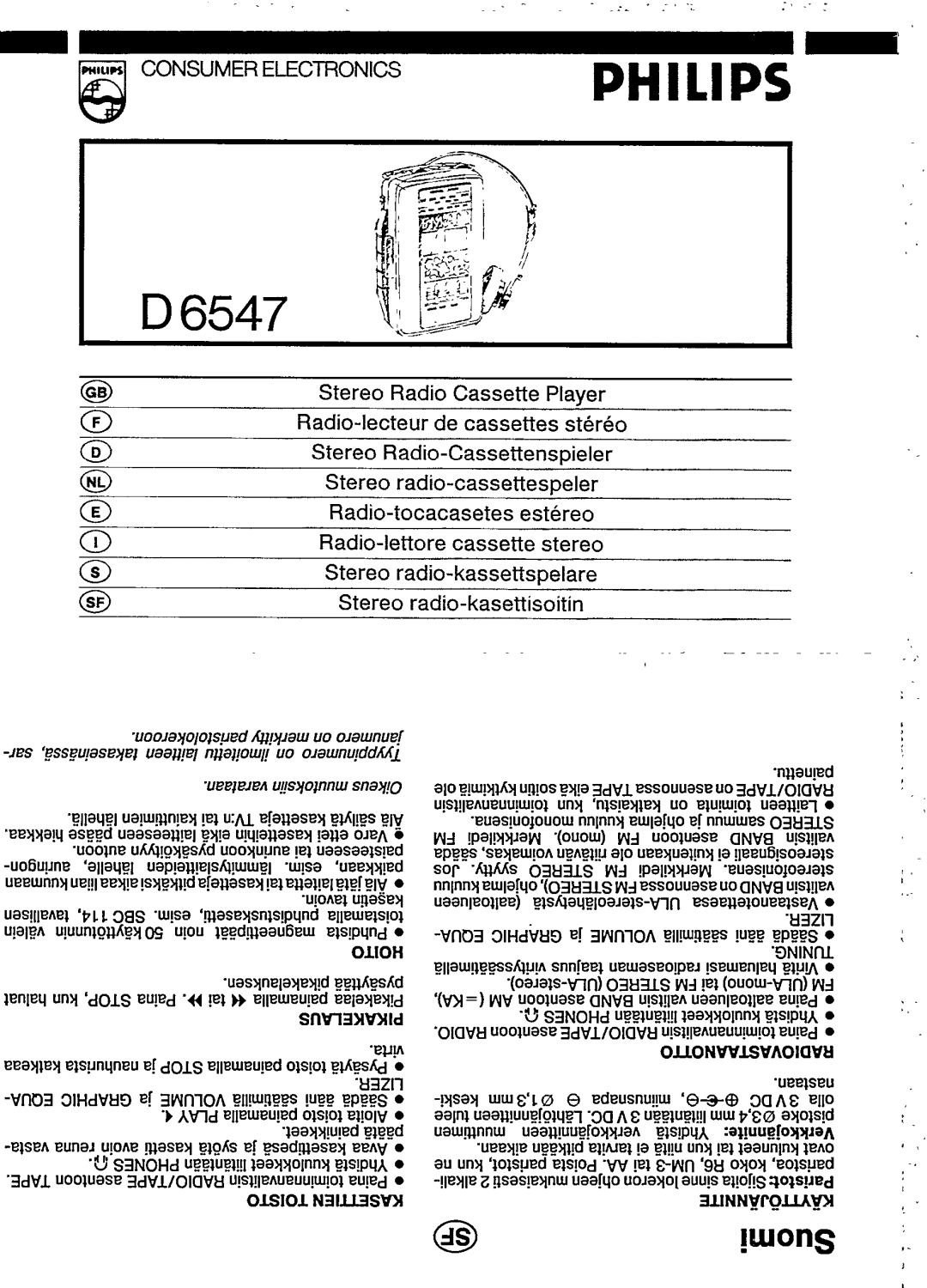 Philips D6547 manual 