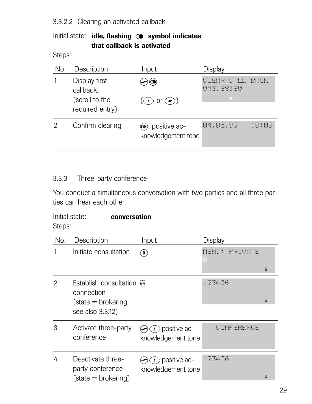 Philips D721 Description Input Display Display first, Callback, Scroll to Or #, Connection, State = brokering, See also 