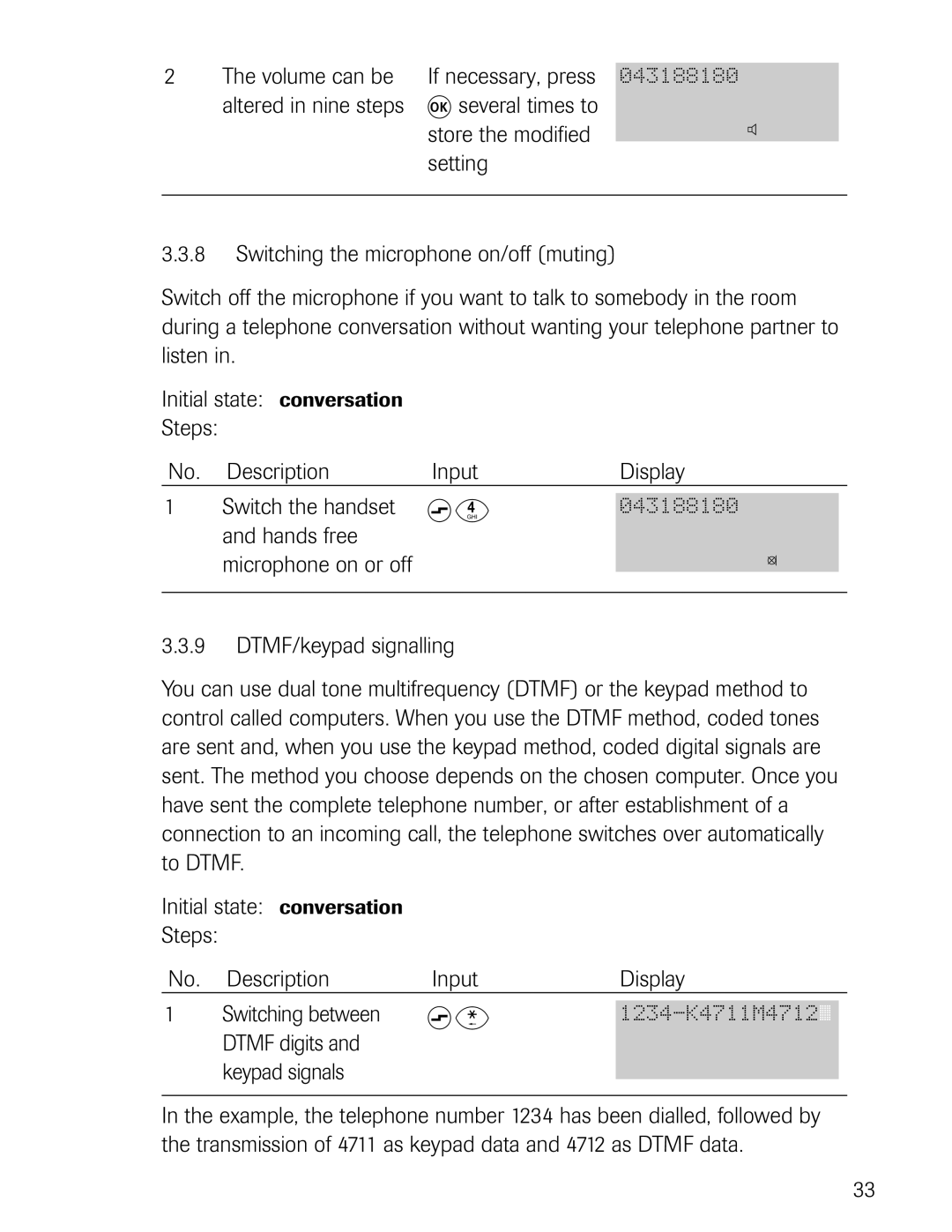 Philips D721, D711 manual Volume can be, Altered in nine steps Several times to, Store the modified, Hands free 