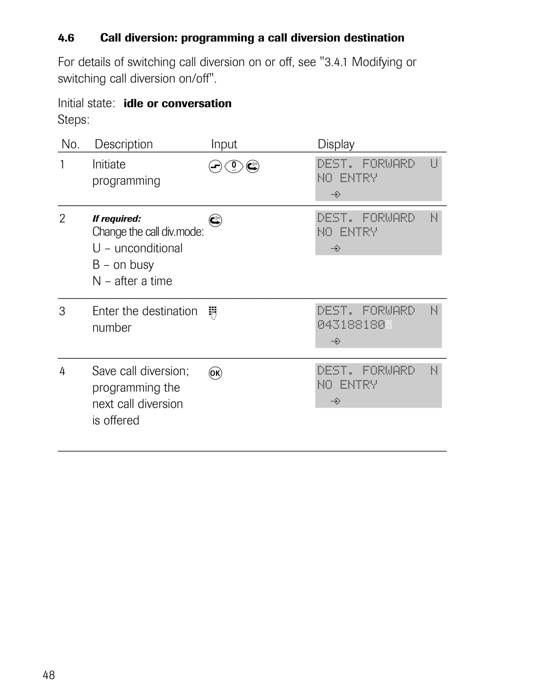 Philips D711, D721 manual Next call diversion, Is offered 