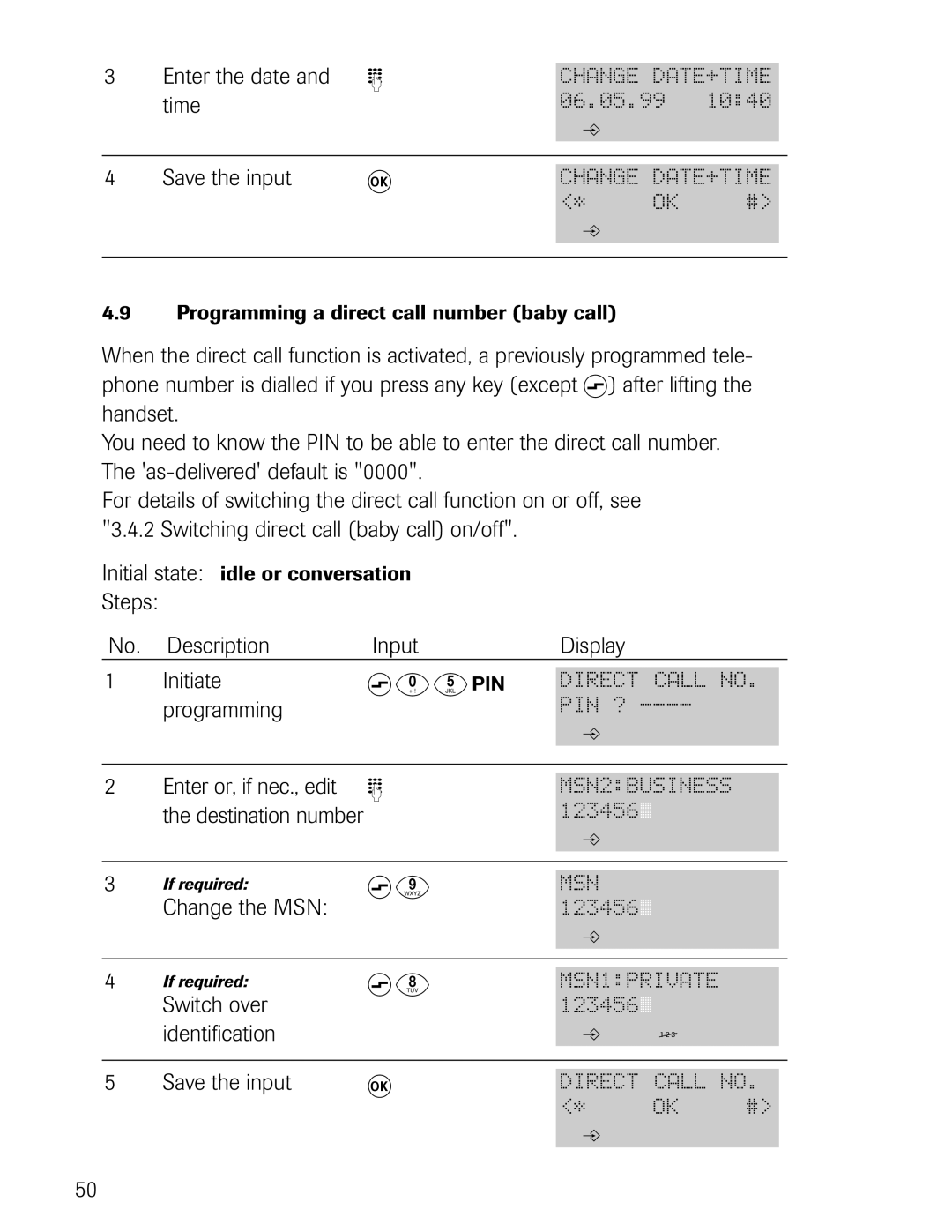 Philips D711, D721 manual Enter the date and Z, Time, Identification 